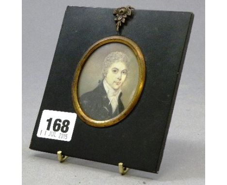 Georgian 19th century Miniature Portrait of Gentleman in an Ebonised Frame