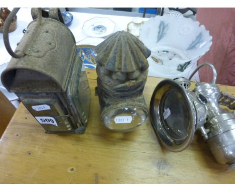 Powell & Hanmer Bicycle Lamp plus Two Other Old Lamps