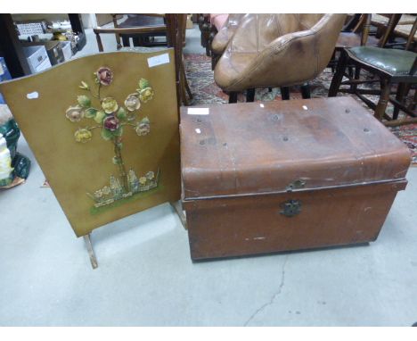 Tin Trunk and a Vintage Firescreen