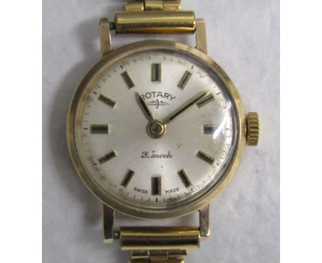 Rotary 21 jewels ladies 9ct gold watch with rolled gold stretch strap&nbsp;