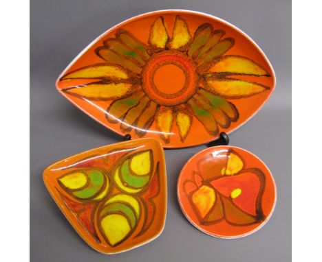 Poole Delphis plates - largest approx. 30cm