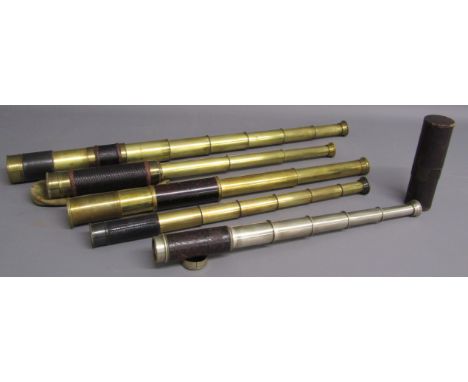 5 telescopes includes - W.Ottoway &amp; Co Ltd Ealing London 5 draw white metal with leather mount (approx. 39cm) - 'The Natu