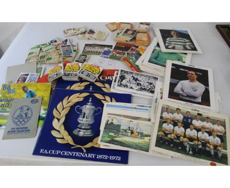 Football ephemera including A &amp; BC football cards, Goal Action Replays, Esso Squelchers, Typhoo photo cards, 100yrs Great