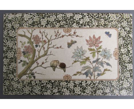 Japanese design tile (possibly Minton) - marked 2105 &amp; 22 to rear in red - approx. 38cm x 24cm&nbsp;