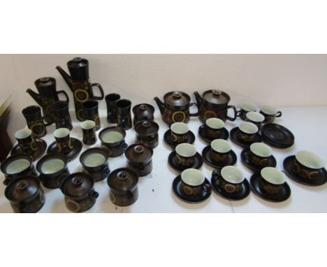 Denby Arabesque cups, saucers, coffee pots etc