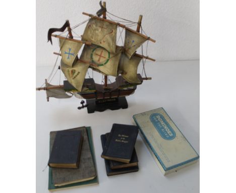 Three mast model Galleon "Albatross" 34cm,&nbsp; set of dominoes suitable for the blind, small Crudens' Concordance to the bi