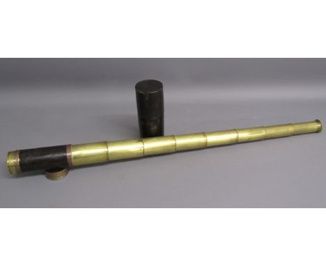 C.W Dixey 8 draw Victorian telescope with leather clad mount marked C.W Dixey 'Optician to the Queen' New Bond Street, London