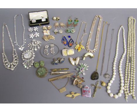 Costume jewellery includes necklaces, earrings, bangle, brooches etc also cufflinks Metropolitan Police &amp; silver, Civil s