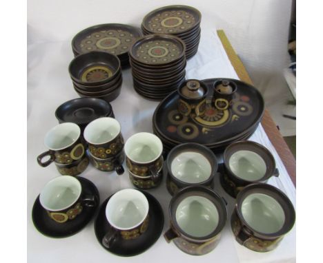 Denby Arabesque plates, bowls, cups and saucers etc