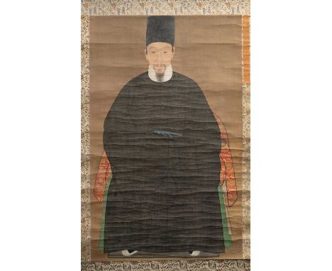 ANONYMOUS PORTRAIT OF AN OFFICIAL19TH CENTURYA hanging scroll painting, probably Korean; ink and colour on silk, 94cm x 59cm.