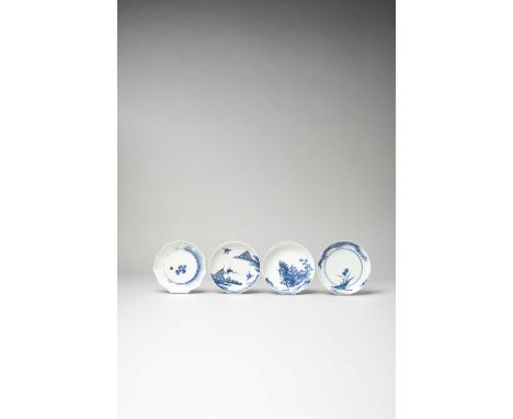 FOUR SMALL JAPANESE BLUE AND WHITE DISHESEDO PERIOD, 1660-1710All decorated in underglaze blue, one with two sparrows in flig