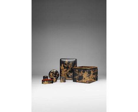A JAPANESE GOLD AND BLACK LACQUER SUZURIBAKO (WRITING BOX AND COVER) EDO OR MEIJI, 19TH CENTURYOf tall rectangular shape, wit