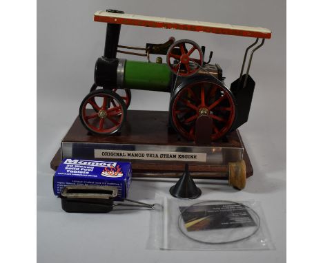 A Mamod TE1A Steam Engine on Wooden Rolling Road Stand, In Need of Some Attention 