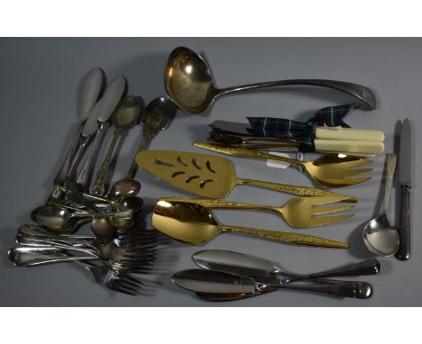 A Collection of Various Cutlery to Include Large Silver Plated Ladle 