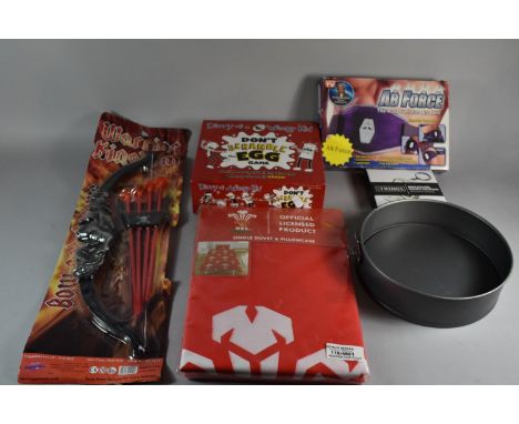 A Child's Bow and Arrow Set, Digital Key Ring, Ab Force Belt, Welsh Rugby Union Pillowcase and Duvet Set 