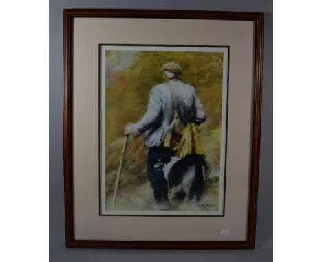A Framed Limited Edition Keith Bowen Print of Shepherd with Dog 
