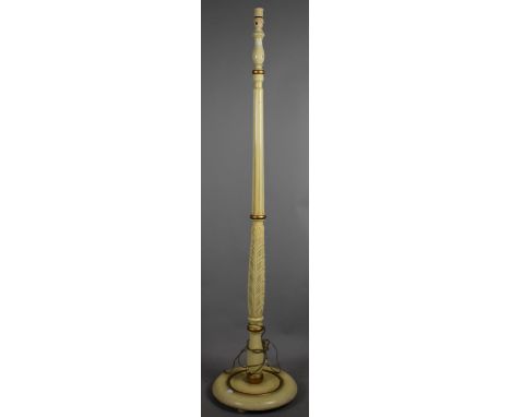 A Cream and Gilt Standard Lamp with Reeded Support 