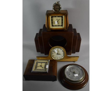 A Box Containing Various Clocks and a Barometer for Restoration 