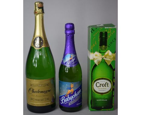 A Bottle of Croft Original Sherry, Babycham Special Edition and Charlemagne Sparkling Wine 