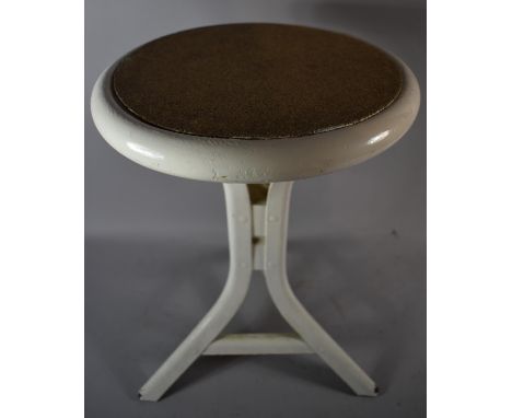A Vintage Metal Framed Tripod Stool, Circular Top 29cm Diameter and 45cm high 