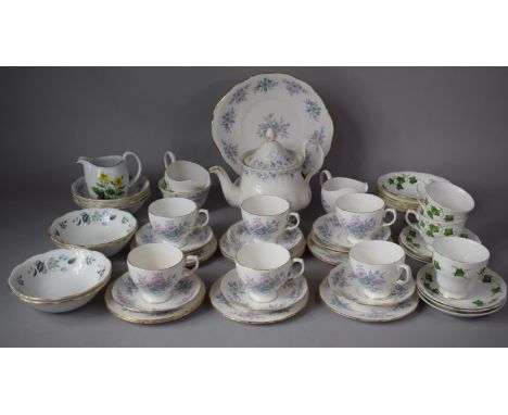 A Collection of Teawares to include Royal Albert Memory Lane Teapot, Royal Worcester Herbs Jug, Ivy Pattern Colclough Example