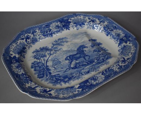 A Large Spode Blue and White The Signature Collection Aesop's Fables Pattern Well and Tree Platter, Limited Edition, No 997/1