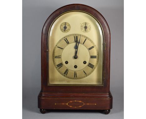 An Edwardian Mahogany Eight day Striking on the Quarter Westminster Chime Bracket Clock by Gustav Becker, Working Order, 36cm