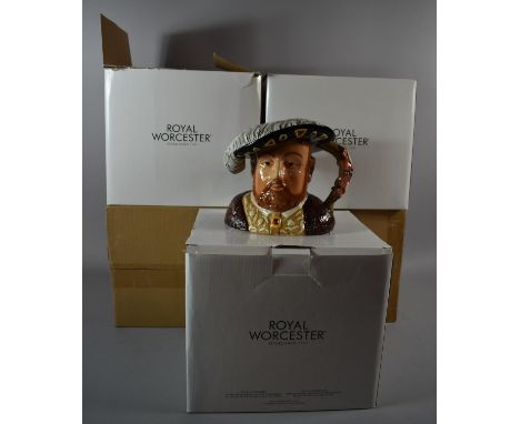 A Collection of Five Boxed Royal Worcester Character Jugs, Henry the VIII 