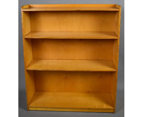 A Mid 20th Century Plywood Four Shelf Galleried Waterfall Bookcase, 76cm Wide 