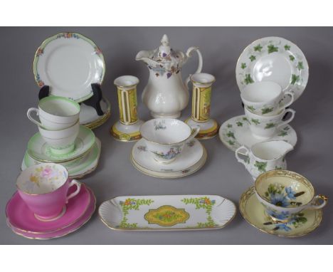 A Collection of Teawares to Include Royal Albert Lorraine Pattern Hot water Jug, Pair of Royal Worcester Versailles Candlesti