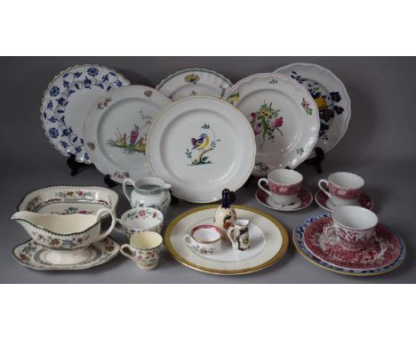 A Collection of Ceramics to Include Various Spode Pink Transfer Cups, Saucers, Plates Together with a Small Spode Gardening P