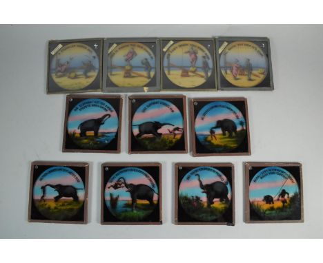 A Set of Four Coloured Magic Lantern Slides, "A Demonstration" Together with a Set of Eight Coloured Magic Lantern Slides, "D