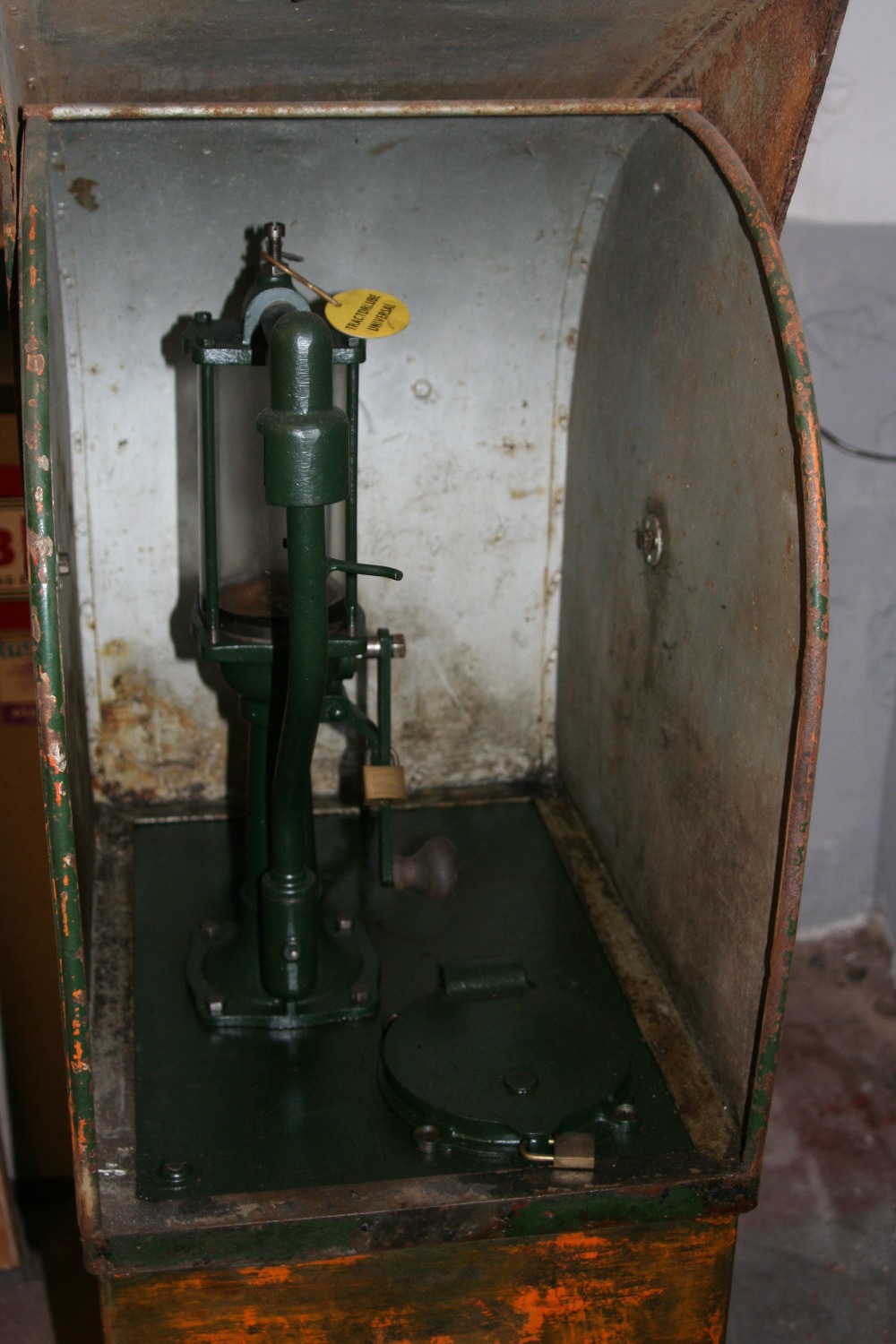 Pratts a vintage oil dispenser the sliding cover revealing