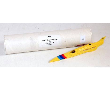 A Bymo 1/43 scale resin hand built model of a 1995 BMW Heishman LSR 1995 landspeed record car in the original cardboard tubin