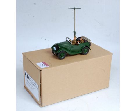 A CJB Military Models 1:32 scale white metal and resin hand crafted model of a 1938 Morris 8 Field Wireless car comprising of