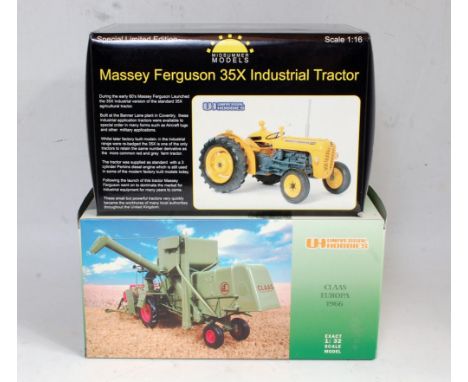 A Universal Hobbies boxed mixed scale farming vehicle group to include a Claas Europa 1966 combine 1/32 scale and a 1/16 scal