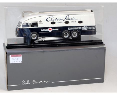 An ABC Modello Carlo Brianza 1/43 scale factory built model of a Lancia Esatau P Scuderia Lancia 1953 race car transporter co