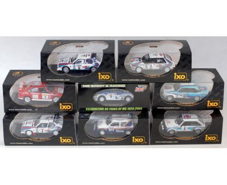 Eight various boxed Ixo 1/43 scale racing diecasts to include an MG Metro 6R4 Racing 1986 race car, a Lancia Delta S4 Monte C