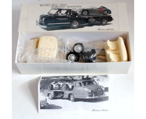 A Japanese Museum Collection No. 24800 1/24 scale resin and white metal kit from Mercedes Benz 300SL high speed transporter, 