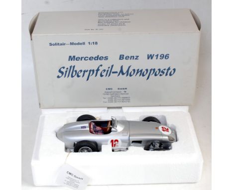 A CMC Exclusive Models 1/18 scale model of a Mercedes Benz M-042 Silberpfeil-Monoposto, in the original polystyrene packed bo