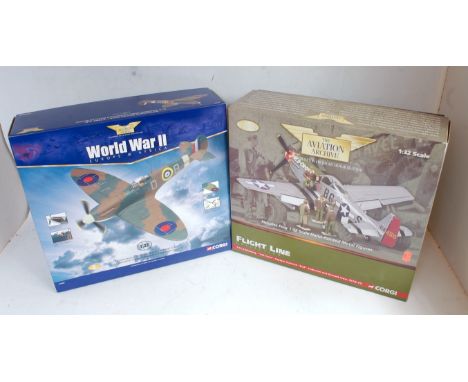 A Corgi Aviation Archive 1/32 scale boxed military aircraft group to include AA33903 Supermarine Spitfire Mk2A (Wing Commande