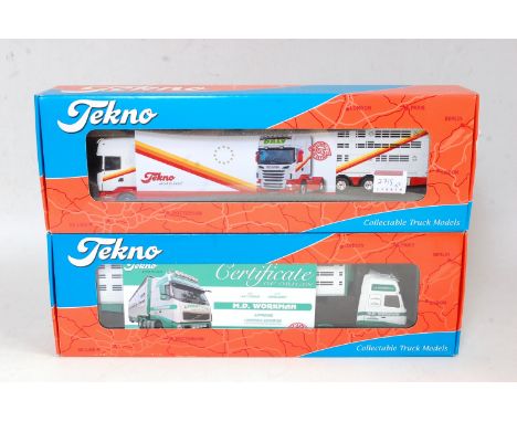 A Tekno 1/50 scale boxed road haulage diecast group to include a No. 9829AA Scania R series Topline Daly Transport livestock 