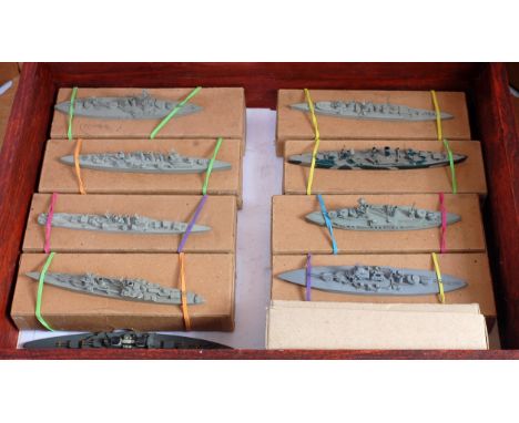 14 various Bassett Lowke Waterline 100ft-1inch balsa wood and wooden scale model ships, eight examples in original boxes, oth