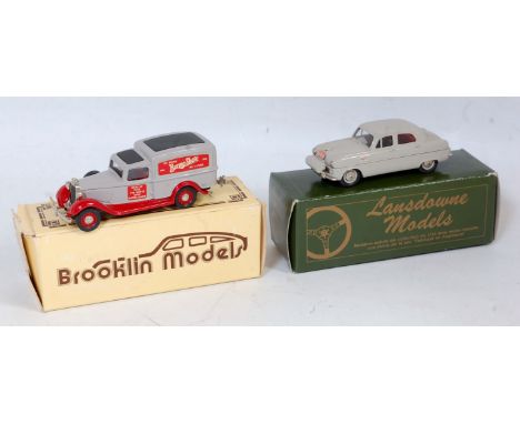 A Brooklyn Models and Lansdowne Models 1/43 scale white metal classic car and commercial vehicle group to include a26 Brookly