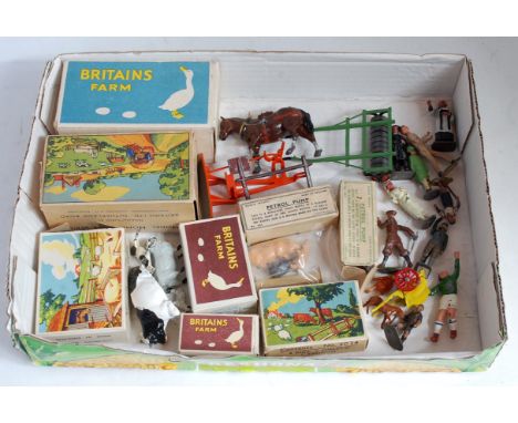 A collection of boxed Britains and John Hill Co incomplete farm box sets and civilian boxed items, also sold with a quantity 