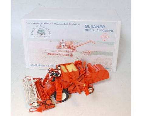 A Chestnut Miniatures 1/32 scale white metal and resin handbuilt model of an Allis Chalmers 1963 Gleaner Model A combine, lim