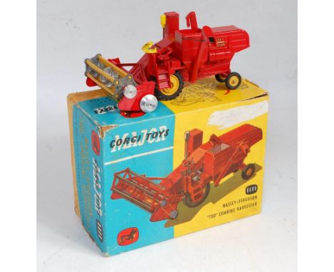 A Corgi Toys No. 1111 Massey Ferguson 780 combine harvester, comprising red body with yellow tines and yellow fittings, fitte