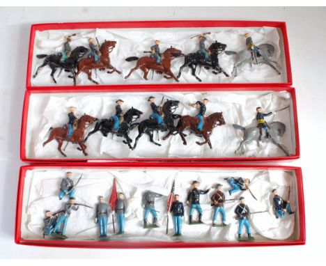A collection of various Britains lead and hollow cast Union and Confederate Infantry and Cavalry to include Set No. 2055 Conf