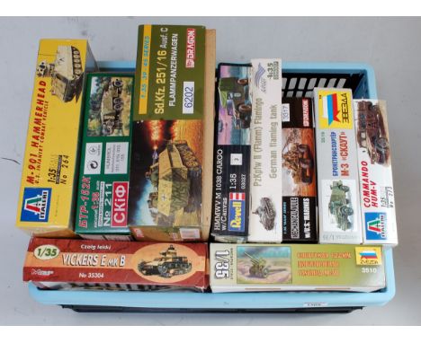 Ten various boxed mixed scale Academy Dragon IBG and Italieri military kits, all appears as issued to include an Italieri com