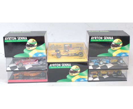 Eight various plastic cased Minichamps 1/43 scale F1 racing diecasts to include a Ralph Schumacher Jordan Peugeot 197, a Ferr